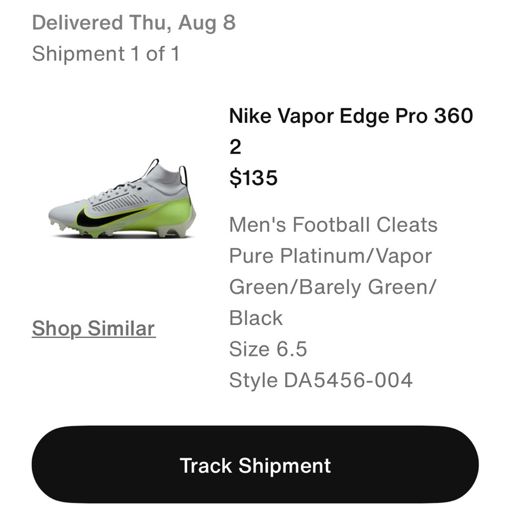 Nike Vapor Edge Pro 360 2 Cleats - Gray and Green